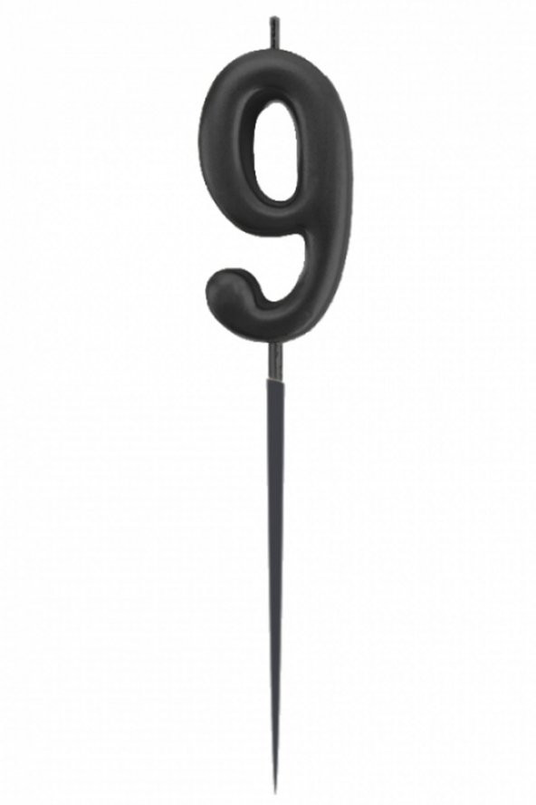 9 Rakam Siyah Çubuk Mum 14 cm - 2