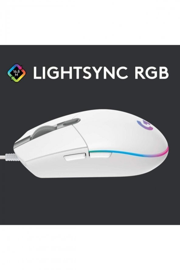 Logitech G102 LightSync Optik Kablolu Oyuncu Mouse Beyaz - 2
