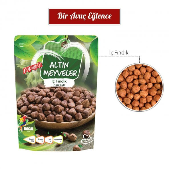 Papağan Kuruyemiş Altın Meyveler Çiğ Fındık 2 x 140 gram - 3