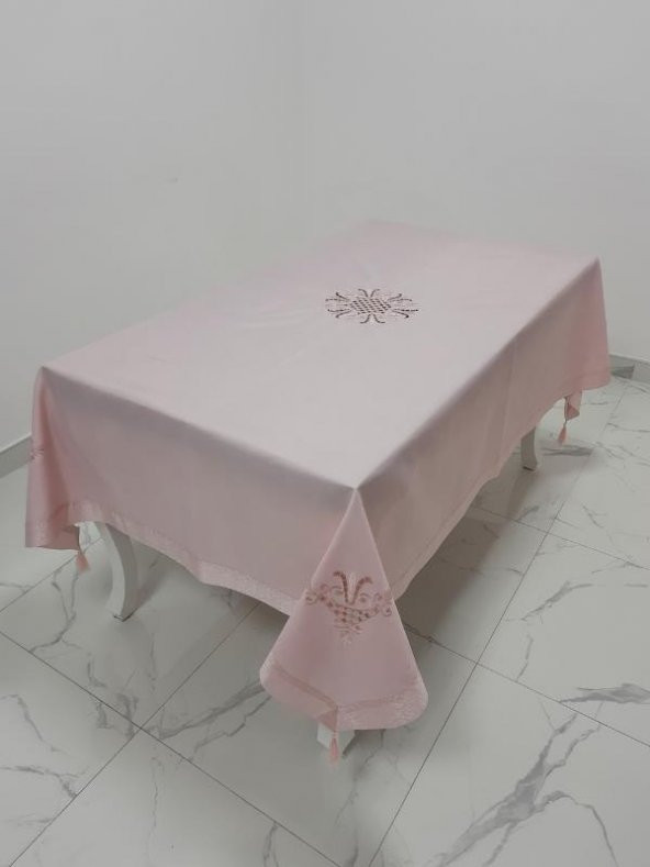 Finezza İrem Pudra Nakışlı Keten Kumaş Pudra Masa Örtüsü 160x220 Cm - 993 - 2