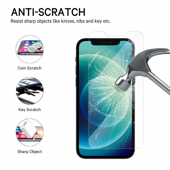 TANCELL iPhone 12 Mini Uyumlu Japon Kırılmaz Cam Ekran Koruyucu Cam (1 Ad) 5.4 Inc 0.33mm 2.5d 9h - 5