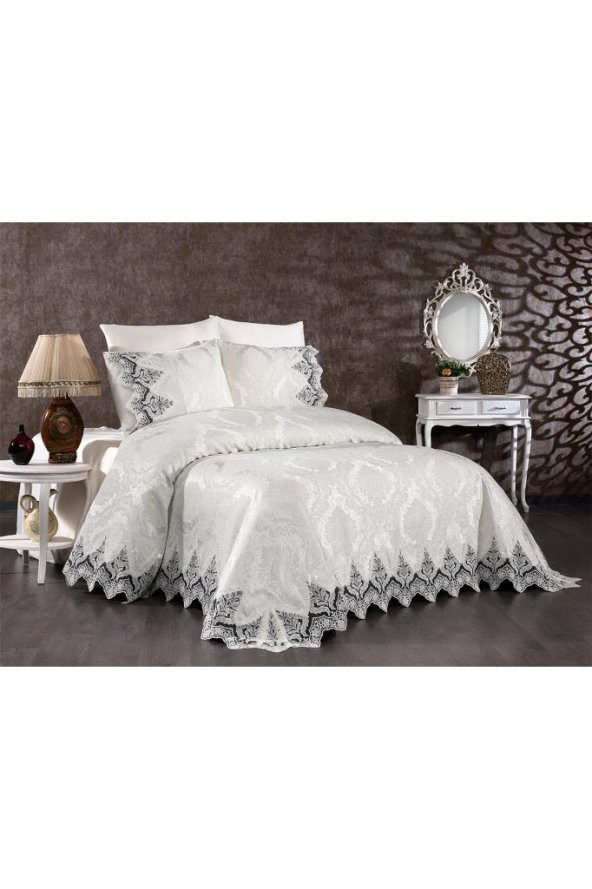 Çeyiz Diyarı Ivory Çift Kişilik Pike Takımı Krem - Resim 3