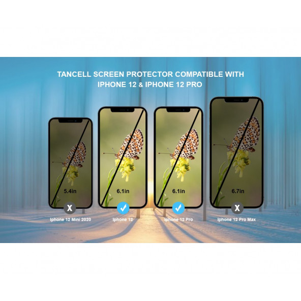TANCELL iPhone 12/12 Pro Uyumlu Japon Kırılmaz Cam Ekran Koruyucu 6.1 Inc 2.5d 9h Tam Kaplayan Ekran - 2