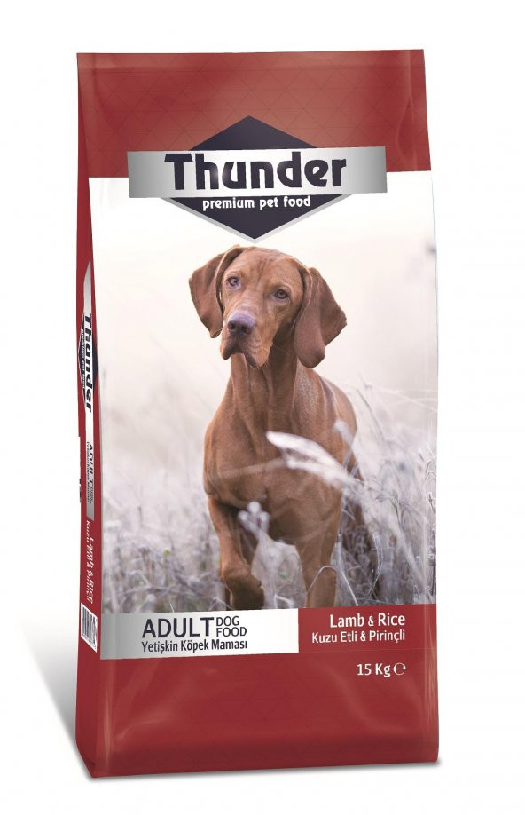 Thunder Kuzu Etli ve Pirinçli Yetişkin Köpek Maması 15 Kg