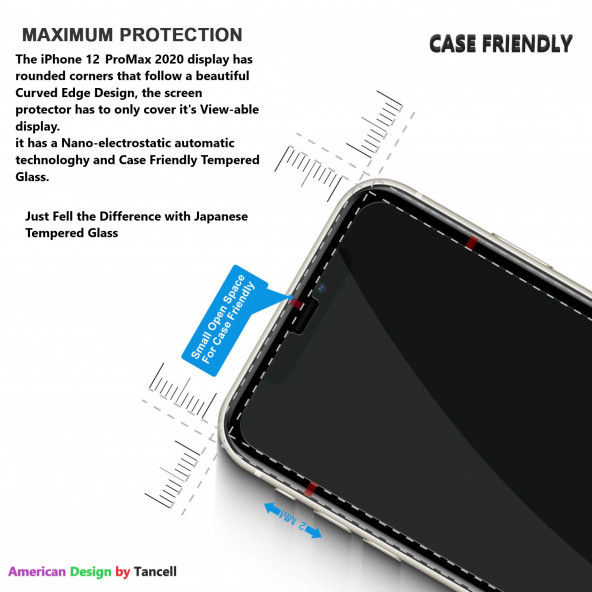 TANCELL iPhone 12 Pro Max Uyumlu Japon Kırılmaz Cam Ekran Koruyucu Cam 6.7 Inch 0.33mm 2.5d 9h - 7