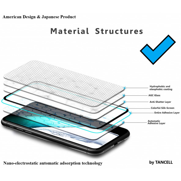 TANCELL iPhone 12 Pro Max Uyumlu Japon Kırılmaz Cam Ekran Koruyucu 6.7in 2.5d 9h Tam Kaplayan Ekran - 4