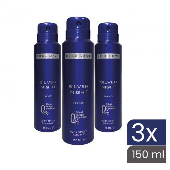 Free Love Silver Night Erkek Deodorant 150 ml 3 Adet - 2