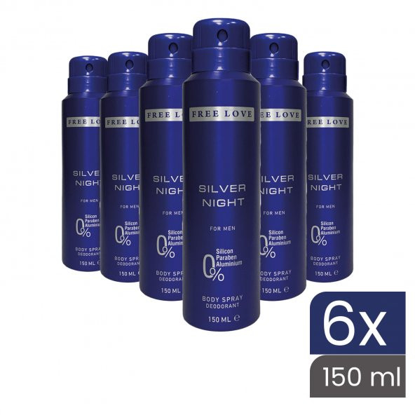 Free Love Silver Night Erkek Deodorant 150 ml 6 Adet - 2