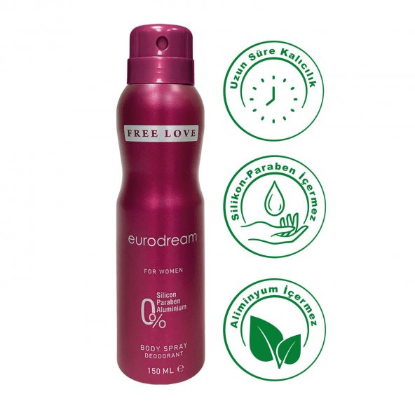 Free Love Eurodream Kadın Deodorant 150 ml 3 Adet - 4