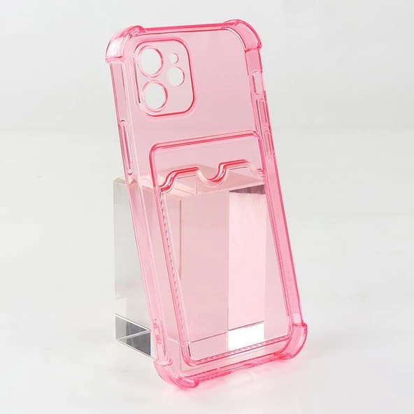 İphone 12 Pro Max Şeffaf Kartlıklı Kamera ve Darbe Korumalı Telefon Kılıfı - Resim 7