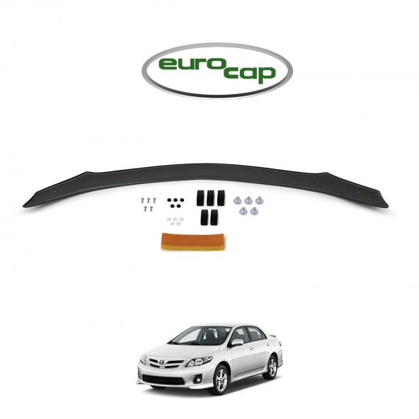 EUROCAP Toyota Corolla Ön Kaput Maskesi Koruma Rüzgarlığı Deflektör 3mm Akrilik Parlak Siyah 2008-13