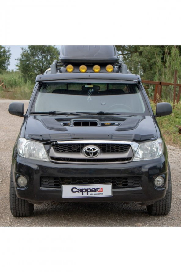 Toyota Hilux Ön Kaput Koruma Rüzgarlığı 3mm Akrilik (Abs) Parlak Siyah Deflektör 2006-2012 - 5