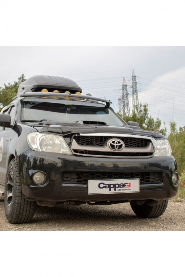 Toyota Hilux Ön Kaput Koruma Rüzgarlığı 3mm Akrilik (Abs) Parlak Siyah Deflektör 2006-2012 - 6
