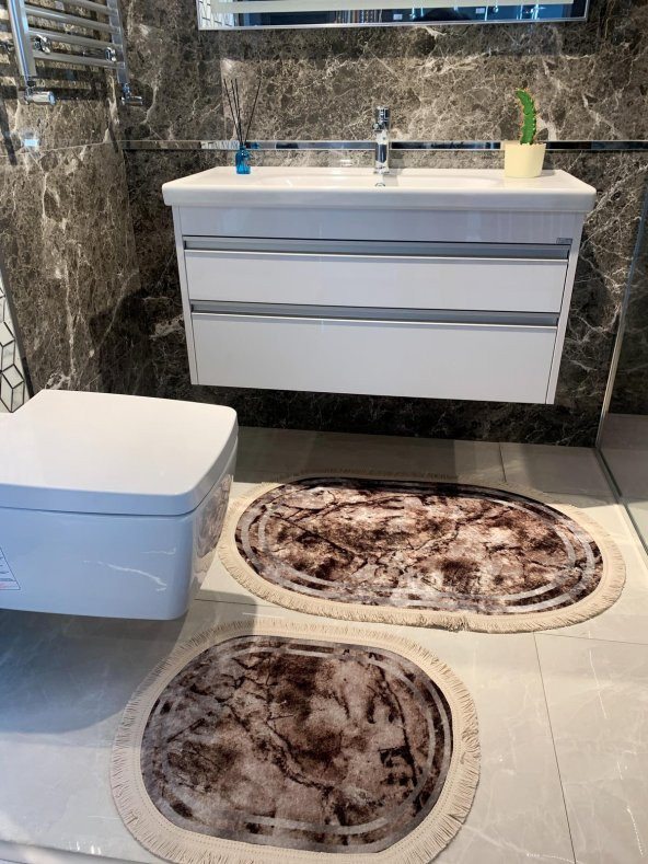 Brillant Kris Lateks Taban Su Geçirmez Banyo Paspas Takımı(60*50-60*100)