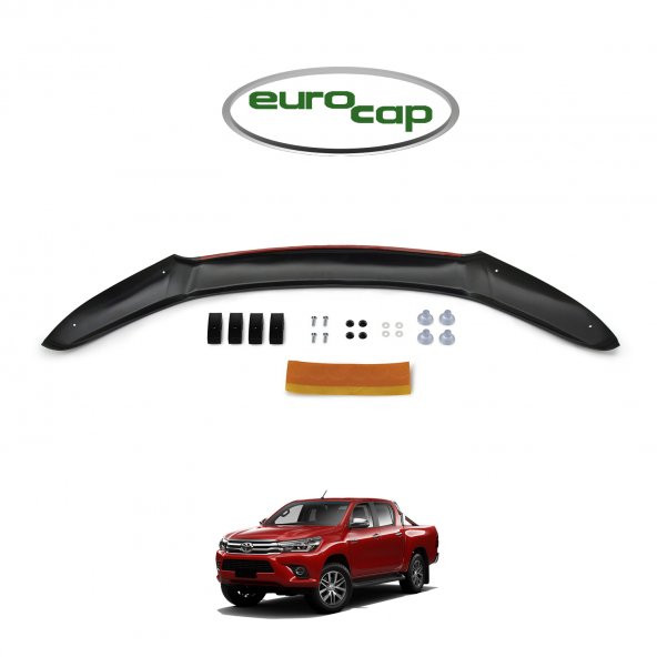 EUROCAP Toyota Hilux Ön Kaput Maskesi Koruma Rüzgarlığı Deflektör 3mm Akrilik Parlak Siyah 2015-2020