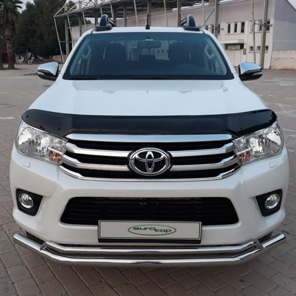 EUROCAP Toyota Hilux Ön Kaput Maskesi Koruma Rüzgarlığı Deflektör 3mm Akrilik Parlak Siyah 2015-2020 - 3