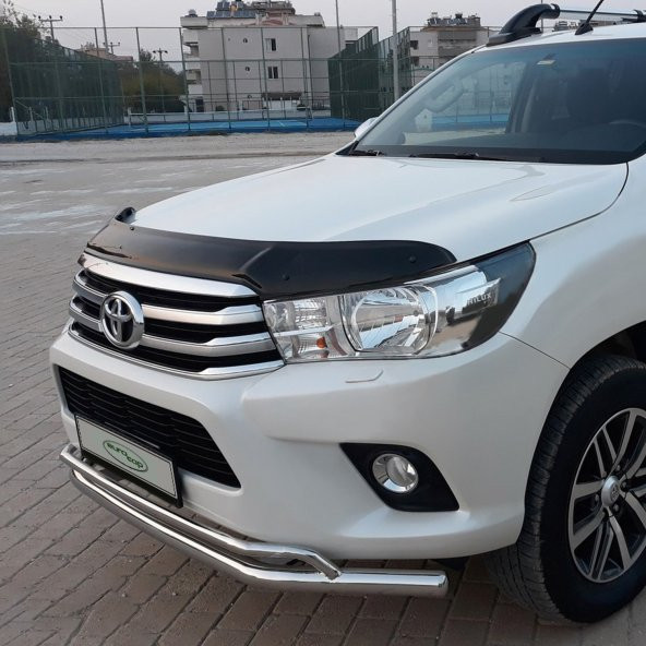 EUROCAP Toyota Hilux Ön Kaput Maskesi Koruma Rüzgarlığı Deflektör 3mm Akrilik Parlak Siyah 2015-2020 - 4
