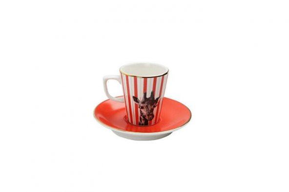 Porland Wild Life Giraffe Tabaklı Kahve Fincanı 75cc 04ALM005281