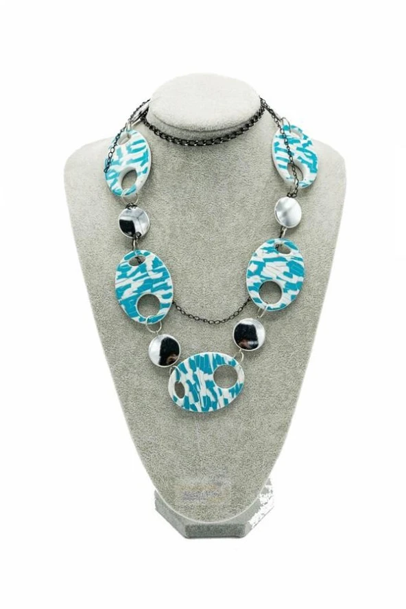 Malezya Mavi Metal Etnik Kolye No:2 - Resim 2