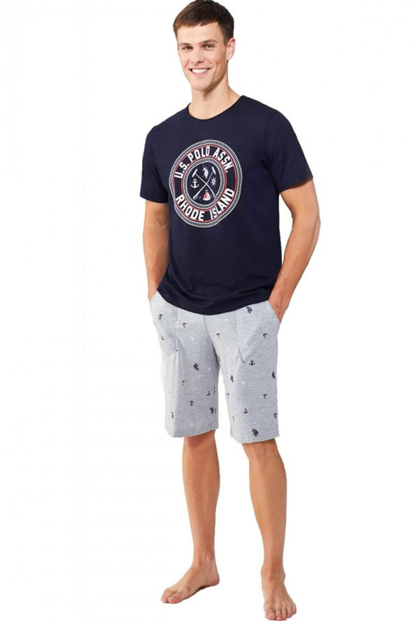 Erkek Baskılı T-shirt Ve Şort Pijama Takımı - 3