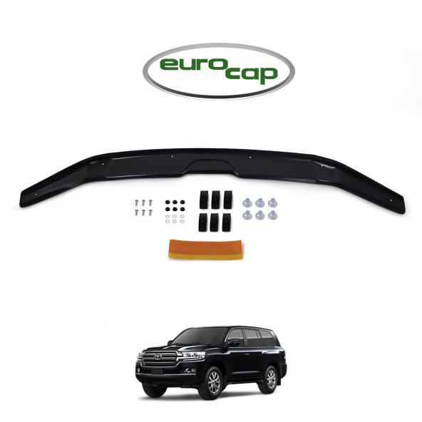 EUROCAP Toyota Land Cruiser Kaput Maskesi Koruma Rüzgarlığı Deflektör 3mm ABS Akrilik Parlak 2015-> - 1