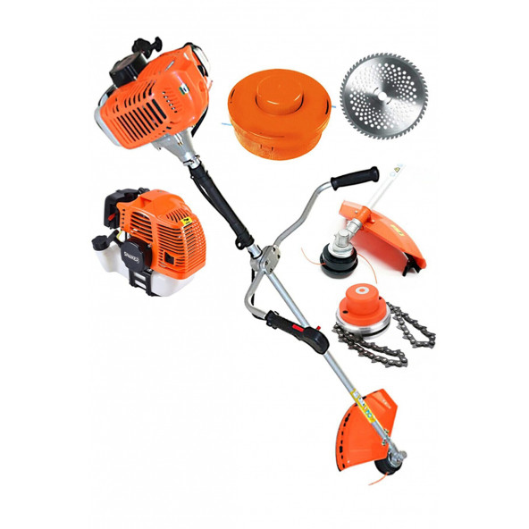 Snaiker Alman H25 6 Hp Yan Tipi Benzinli Motorlu Ot Çalı Tırpanı Çim Biçme Makinesi Tırpan + Canavar Başlık