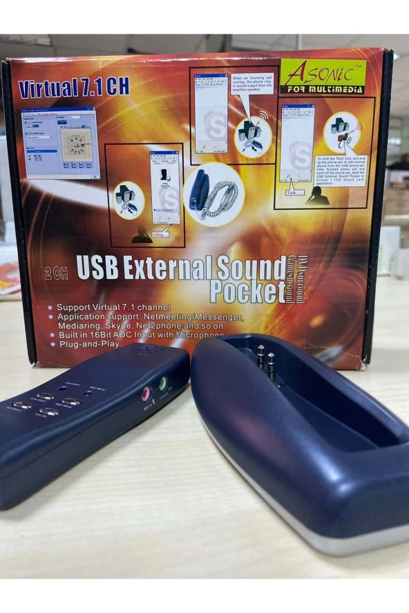 Usb External Sound Skype Telefon  Pocket Virtual 7.1 CH A-CM108