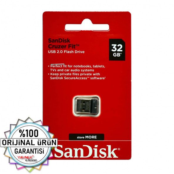 SanDisk Cruzer Fit 32GB Usb Bellek (SDCZ33-032G-G35)