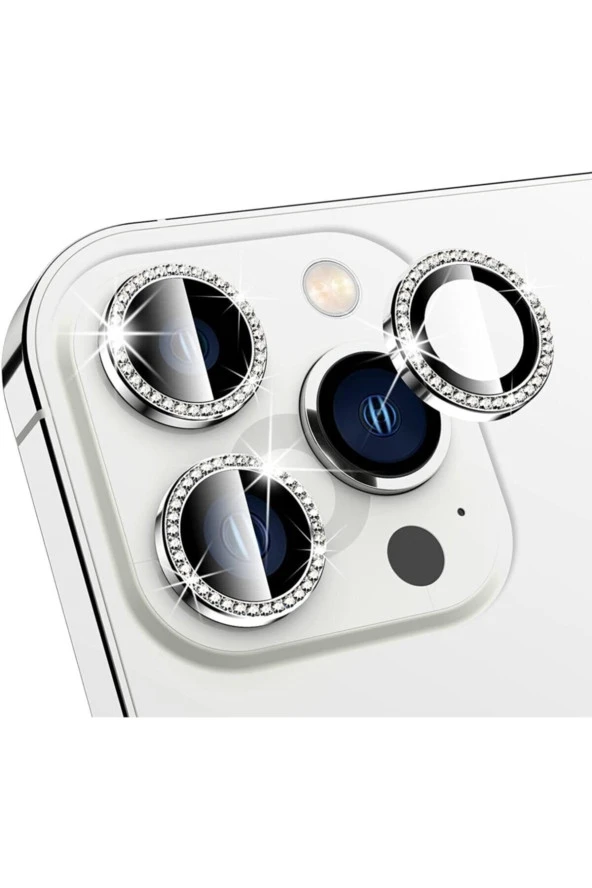 Logis Apple İphone 13 Pro Taşlı Kamera Lens Koruma Camı 3lü