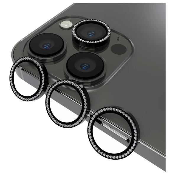 Logis Apple İphone 13 Pro Taşlı Kamera Lens Koruma Camı 3lü - 6