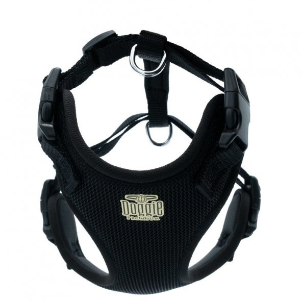 Doggie Havalı Dokuma Köpek Göğüs Tasması XS 1.5x35-45cm Siyah - 2