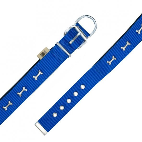 Doggie Comfort Metal Kemik İşlemeli Köpek Boyun Tasması L 3x47-55cm Royal Mavi - 4