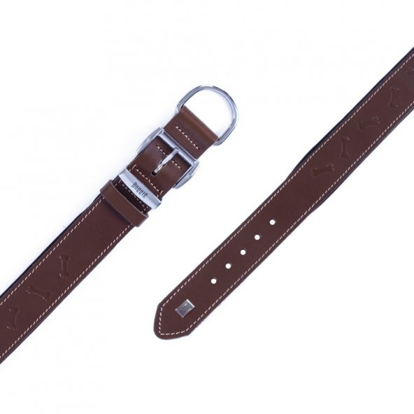 Doggie Deri Kemik Desenli Boyun Tasması L 3.5x52-60cm Kahverengi - 4