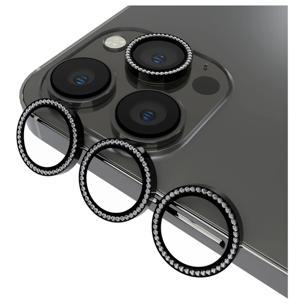 Logis Apple İphone 13 Pro Max Taşlı Kamera Lens Koruma Camı 3lü
