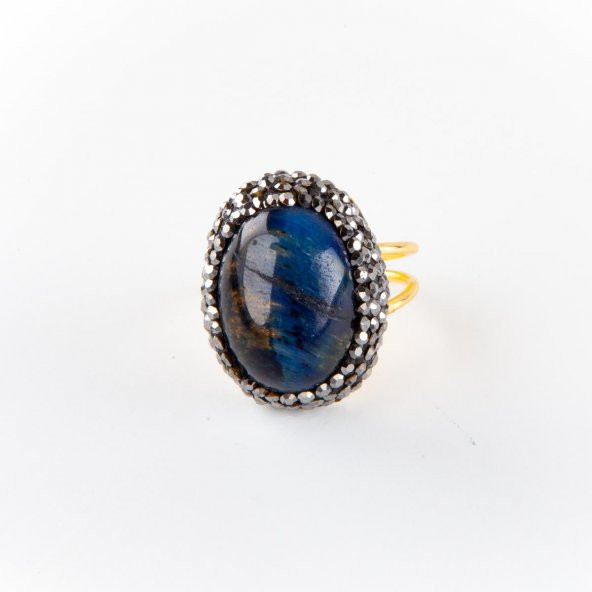 Doğal Taş Lapis Lazuli Yüzük Ayarlı
