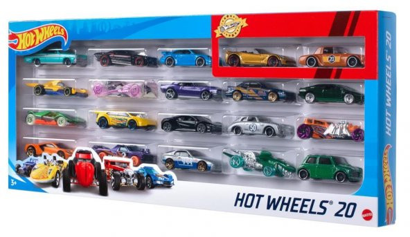 Hot Wheels 20li Araba Seti - Geniş Ürün Yelpazesi, Oyuncak Araba Koleksiyonu, 1:64 Ölçek H7045