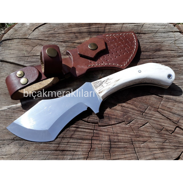 El İşçiliği Av Bıçağı 25cm 4mm Çelik Geyik Boynuzu Sap