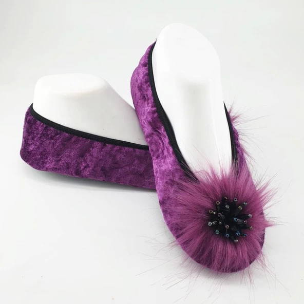 Kirpi Taşlı Ev Babeti Ve Patik Mor renk - 11