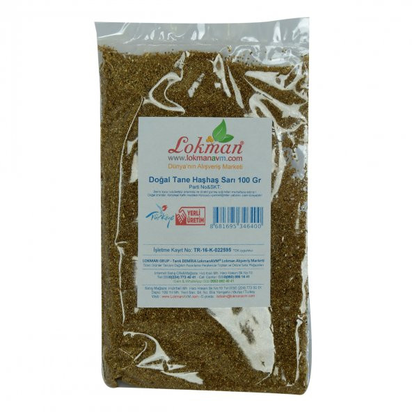 LokmanAVM Haşhaş Tohumu Tane Doğal Sarı 100 Gr Paket - 2