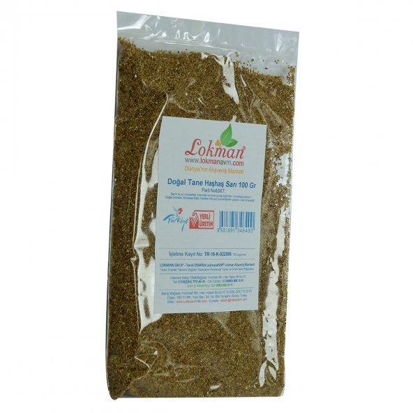 LokmanAVM Haşhaş Tohumu Tane Doğal Sarı 100 Gr Paket - 3