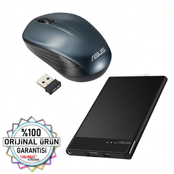 ASUS Mouse Wt200 Kablosuz + Abtu015 4000 Mah Powerbank Siyah wt2001
