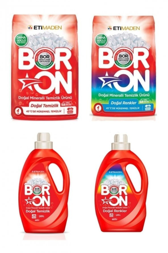 Boron Doğal Mineralli Temizlik Ürünleri Sıvı Ve Toz 4lü Set