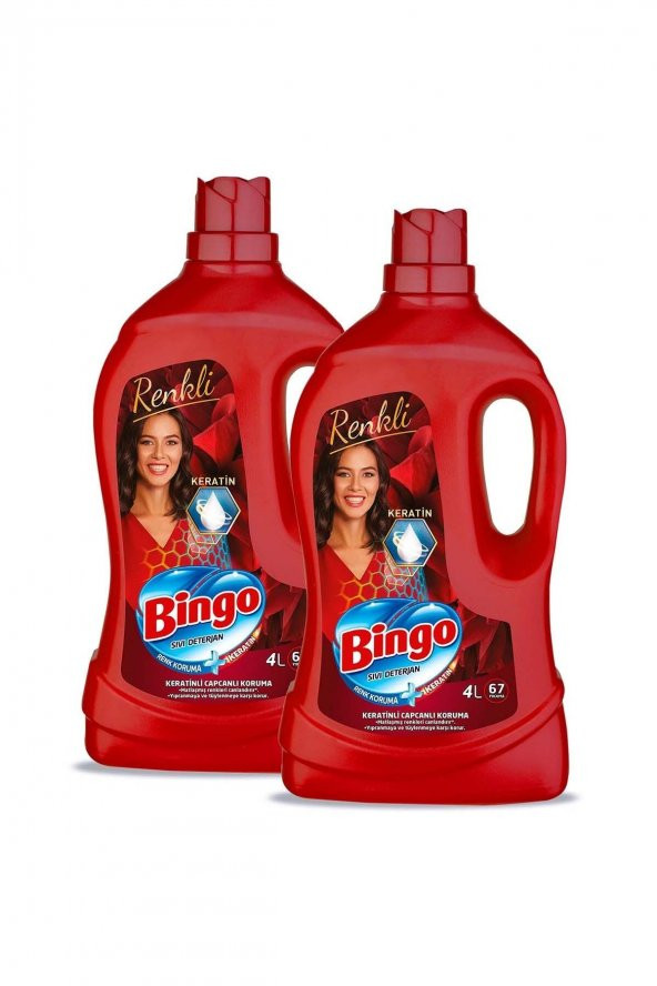 Bingo Renkli Sıvı Bakım Çamaşır Deterjanı 4 lt 2li