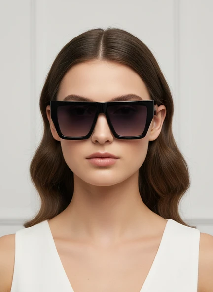 Sol.K Comcarrox-k Kadın Siyah Güneş Gözlüğü Büyük Lensli uv400 cr-39 lens - Resim 4