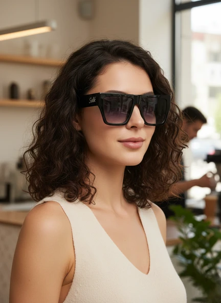 Sol.K Comcarrox-k Kadın Siyah Güneş Gözlüğü Büyük Lensli uv400 cr-39 lens - Resim 2