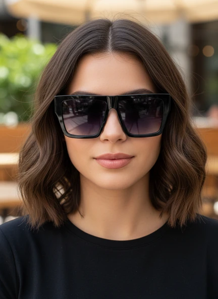 Sol.K Comcarrox-k Kadın Siyah Güneş Gözlüğü Büyük Lensli uv400 cr-39 lens - Resim 5