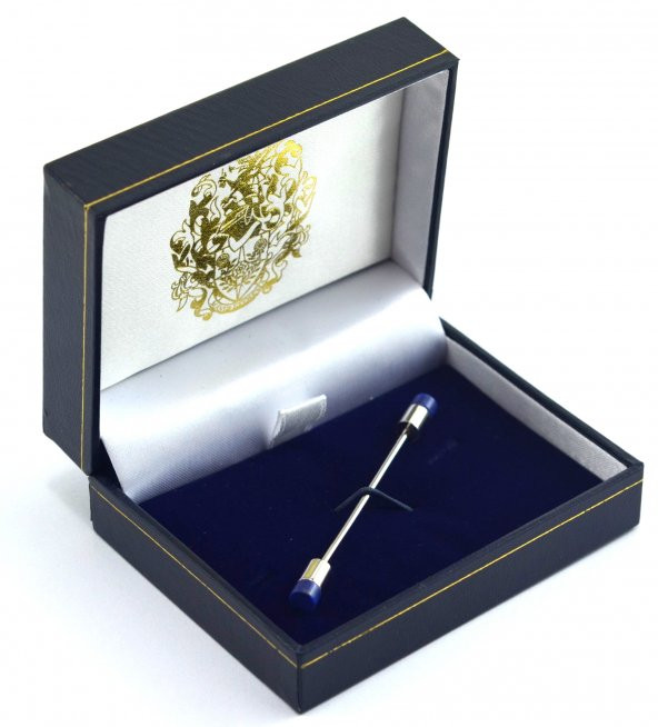 Gömlek Yaka İğnesi Metal Mavi Taşlı