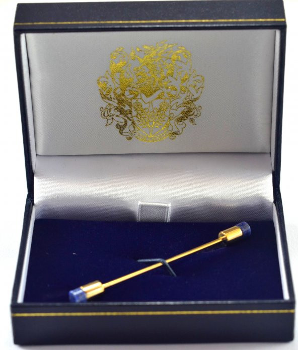 Gömlek Yaka İğnesi Metal Mavi Beyaz Taşlı