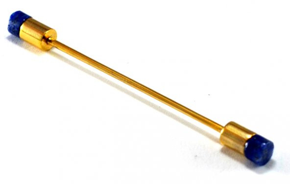 Gömlek Yaka İğnesi Metal Mavi Beyaz Taşlı - 2