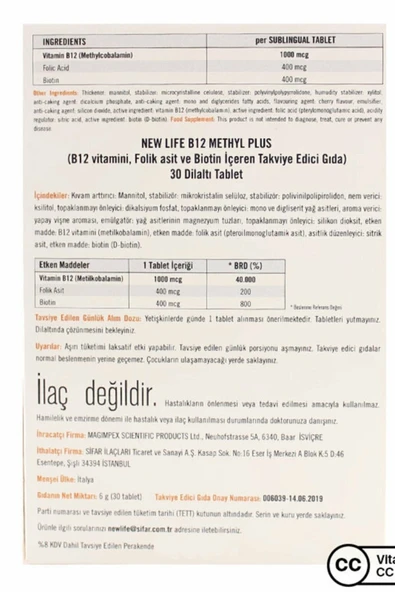 New Life B12 Plus 30 Dilaltı Tablet - Resim 3